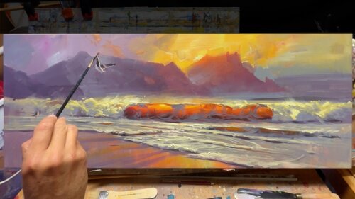 Painting a Sunset Wave